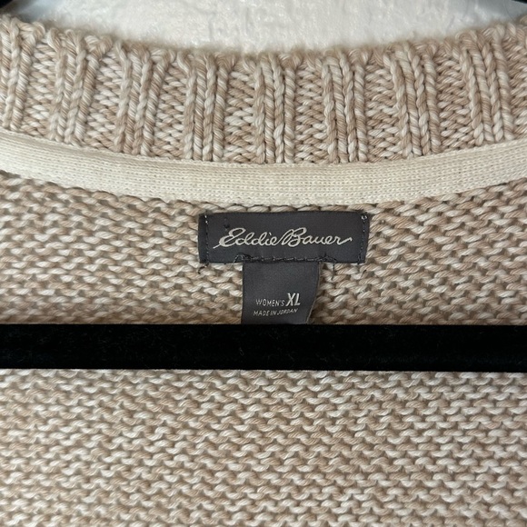 Eddie Bauer Beige Cream one button knit cardigan - Picture 2 of 6
